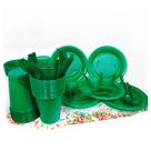 Kit Descartáveis Verde festas 110peças Pratos Copos Garfos