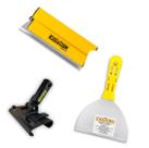 Kit Desempenadeira Flexível Evolution Com Suporte Alongador Preto E Espátula 15CM Em Aço Inox Para Aplicação Nivelamento E Acabamento Profissional