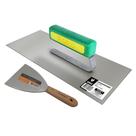 Kit desempenadeira galo inox 12x29 cabo aberto + espátula inox