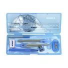 Kit desenho geometrico compasso reguas borracha azul
