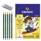 Kit Desenho Profissional 5 Lápis 9000 Canson Borracha Dust