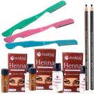 Kit Design sobrancelha Profissional 3 Henna makiaj Tons Castanhos Rena 3 Navalhas 2 lapis Dermatog