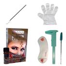 Kit Designer Sobrancelha Henna Indiana Beauty Paquímetro 8cm Escova Aplicador de rena e 3 Moldes