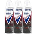 Kit Desodorante Aerosol Rexona Antibacterial + Invisible 150ml/90g - 3 Unidades