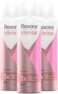 Kit Desodorante Antitranspirante Aerosol Rexona Clinical Classic - 3 Unidades