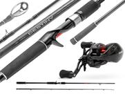 Kit Destiny BG Zeeo Com Vara Para Carretilha ZEEO Destiny 2,40m 20-50lbs - 2 Partes + Carretilha ZEEO Destiny Black - 07 Rolamentos