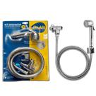 Kit Desviador Com Ducha Cromado Para Chuveiro Com Flexível 1,80mt Blukit