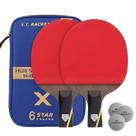 Kit deTênis de Mesa Huieson Carbon 2 Raquetes Short 6 Star + bolsa e 3 bolas Gold Sports 3 Star