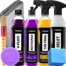 Kit Detergente Automotivo Neutro V-Floc Renovador de Plasticos Restaurax Limpador Delet Cera Liquida Spray Tok Final Vonixx