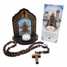 Kit Devocional de Nossa Senhora Aparecida - Capela com Vela e Terço com Folheto