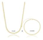 Kit Diana - Choker + Colar Corrente Grumet 3mm Banhado em ouro 18k
