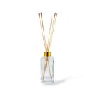 Kit Difusor de Varetas Vidro Square 250ml com Tampa Dourada