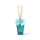 Kit Difusor de Varetas Vidro Trapézio Tiffany 250ml com Tampa Luxo e Enfeite Laço
