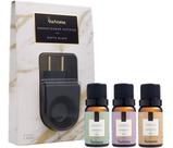 Kit Difusor Elétrico de Porcelan Preto Blackcom Essências De Bamboo, Vanilla E Lavanda