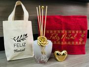 Kit Difusor Varetas Presente de Natal Toalha Lavabo Coração