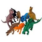 Kit Dino Dinossauro Borracha Realístico Brinquedo 8 Peças Decoração