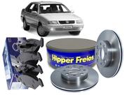Kit Discos Ventilados HIPPER FREIOS HF02B + 01 Jogo de Pastilhas SYL SANTANA 95/05 QUANTUM 95/02