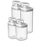 Kit Dispenser Cozinha Acrílico Com Copo Medidor Integrado Kit Dispenser Cozinha Acrílico Com Copo Medidor Integrado
