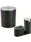 Kit Dispenser Detergente com Suporte para Esponja + Lixeira Luxo Pia Cozinha Banheiro Arthi