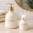 Kit Dispenser e Difusor Aromatico para Banheiros em Cerâmica Kit Dispenser e Difusor Aromatico para Banheiros em Cerâmica