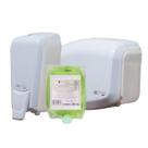 Kit Dispenser P.Higiênico Interfolhado Branco/Cristal + Saboneteira Refil Branco/Cristal + Sabonete Liquido Espuma 800ml