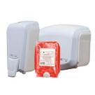 Kit Dispenser P.Higiênico Interfolhado Branco/Cristal + Saboneteira Refil Branco/Cristal + Sabonete Liquido Espuma 800ml