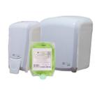 Kit Dispenser P.Higiênico Rolão Branco/Cristal + Saboneteira Refil Branco/Cristal + Sabonete Liquido Espuma 800ml