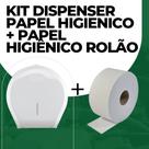 Kit Dispenser Papel Para Higiênico Rolão e Papel Higiênico Rolão com fardo de 8 rolos