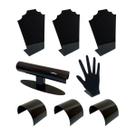 Kit Display completo de expositor de joias anéis 8pçs - Preto