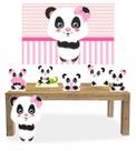 Kit Display de chão totens Panda Rosa 6 Pçs + Painel 150x100m
