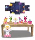 Kit Display Festa Astronauta Menina Cabelo Loiro + Quadro Decorativo Mosaico Kit Display Festa Astronauta Menina Cabelo Loiro + Quadro Decorativo Mosaico