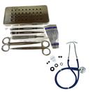 Kit dissecação + estetóscopio medicina veterinária azul