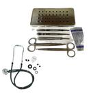 Kit dissecação + estetóscopio medicina veterinária preto