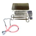 Kit dissecação + estetóscopio medicina veterinária rosa
