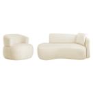 Kit Divã Recamier 150cm e Poltrona Luxo Suíça Lado Esquerdo Bouclé