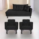 Kit Diva Recamier Azura 160cm Lado Esquerdo e 02 Poltronas Classic Suede - Doce Sonho Móveis Kit Diva Recamier Azura 160cm Lado Esquerdo e 02 Poltronas Classic Suede - Doce Sonho Móveis