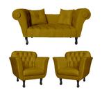 Kit Divã Recamier Daisy + 2 Poltronas Para Sala e Recepção