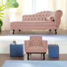 Kit Diva Recamier Diana 140cm Lado Esquerdo e 01 Poltrona Classic Suede - Doce Sonho Móveis