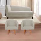 Kit Diva Recamier Heitor 185cm Lado Direito e 02 Poltronas Luiza Linho - Doce Sonho Móveis