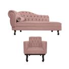 Kit Diva Recamier Juliana 120cm Lado Direito e 1 Poltrona Classic Linho Rose - Amarena Móveis