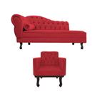 Kit Diva Recamier Juliana 120cm Lado Direito e 1 Poltrona Classic Suede Vermelho - Amarena Móveis