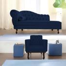 Kit Diva Recamier Juliana 140cm Lado Direito e 01 Poltrona Classic Suede Azul Marinho - Amarena Móveis