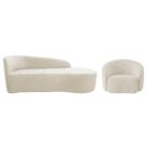 Kit Divã Recamier Orgânico França 140cm Lado Direito e Poltrona Amore Bouclé