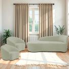Kit Divã Recamier Orgânico França 140cm Lado Esquerdo e 2 Poltronas Amore Bouclé