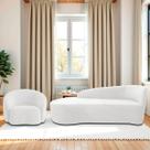Kit Divã Recamier Orgânico França 140cm Lado Esquerdo e Poltrona Amore Bouclé