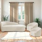 Kit Divã Recamier Orgânico França 160cm Lado Direito e 2 Poltronas Amore Bouclé