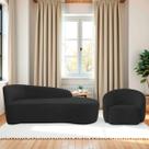 Kit Divã Recamier Orgânico França 160cm Lado Direito e Poltrona Amore Bouclé
