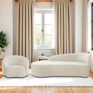Kit Divã Recamier Orgânico França 160cm Lado Esquerdo e Poltrona Amore Bouclé