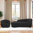 Kit Divã Recamier Orgânico França 160cm Lado Esquerdo e Poltrona Amore Bouclé