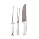Kit do assador faca, garfo e chaira inox - Mor